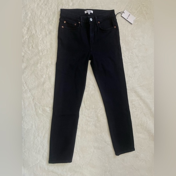 Re/done 90s Mid-Rise Ankle Crop Jeans Dark Jet Blue Black Size 26 - Picture 4 of 15